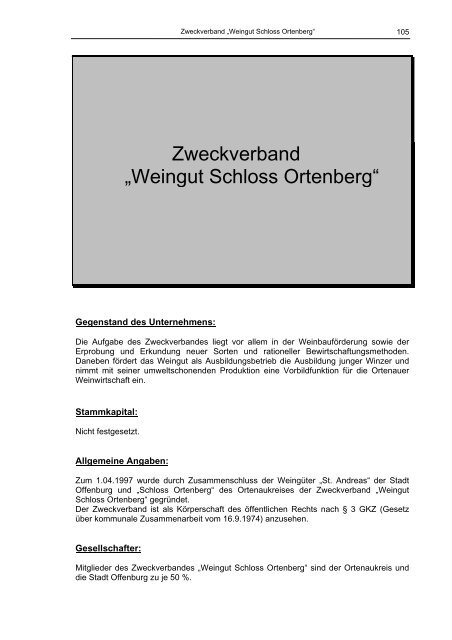 Beteiligungsbericht 2005/2006 - Stadt Offenburg