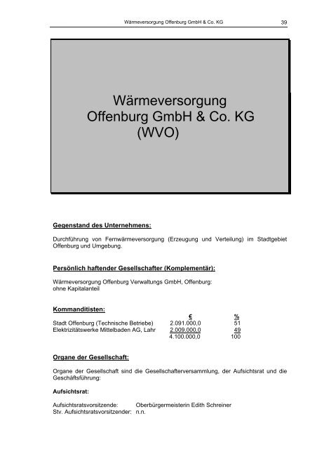 Beteiligungsbericht 2005/2006 - Stadt Offenburg