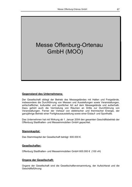 Beteiligungsbericht 2005/2006 - Stadt Offenburg