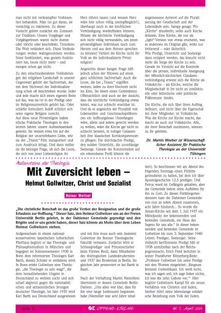 Heft 1/2004 - Offene Kirche WÃ¼rttemberg