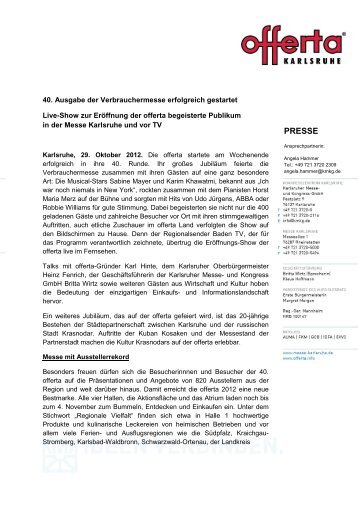 offerta Wochenendbericht 29.10.2012 - offerta Karlsruhe