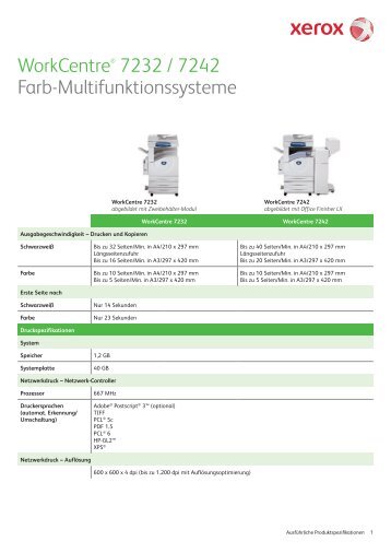 WorkCentre 7232/7242 Detailed Specifications (PDF) - Xerox