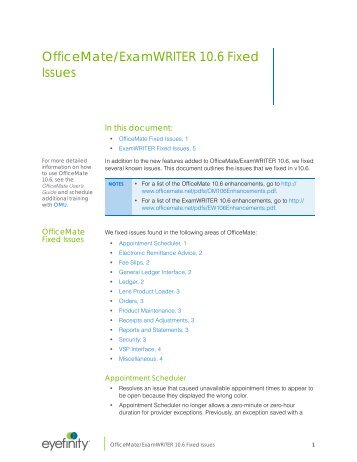 OfficeMate/ExamWRITER 10.6 Fixed Issues - OfficeMate Software ...