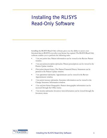 Installing RLISYS Read-Only Software - OfficeMate Software Solutions