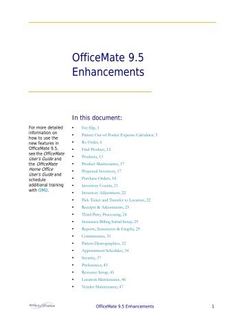 OfficeMate 9.5 Enhancements - OfficeMate Software Solutions