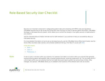 Role-Based Security User Checklist - OfficeMate Software Solutions