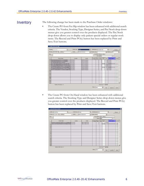 OfficeMate Enterprise 2.0.40â2.0.42 Enhancements