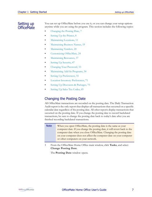 OfficeMate Home Office User's Guide - OfficeMate Software Solutions