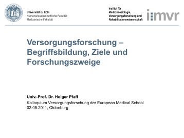 Versorgungsforschung â Begriffsbildung, Ziele und ... - Offis