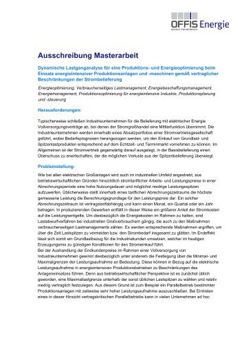 Ausschreibung Masterarbeit