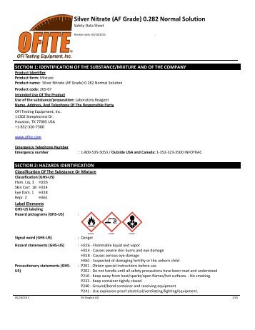 Silver Nitrate (AF Grade) 0.282 Normal Solution - OFI Testing ...