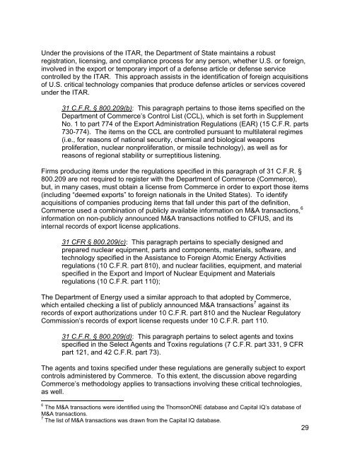 2010 CFIUS Annual Report CY09.doc - Department of the Treasury