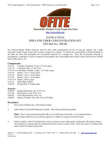 PHPA Polymer Concentration Kit - OFI Testing Equipment, Inc.