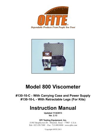 Model 800 Viscometer - OFI Testing Equipment, Inc.