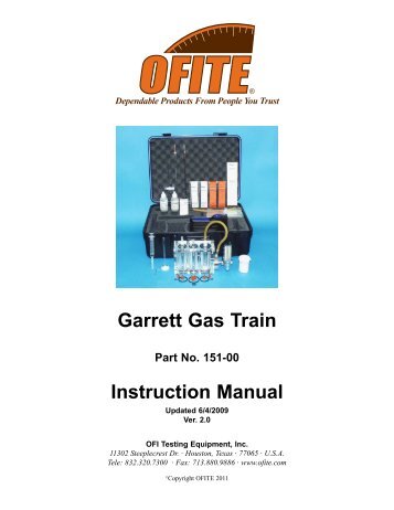 Garrett Gas Train - Instruction Manual - OFI Testing Equipment, Inc.