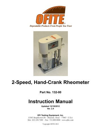 132-00 - Hand-Crank Rheometer - Instruction Manual - OFI Testing ...