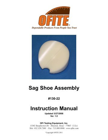 Sag Shoe Assembly - OFI Testing Equipment, Inc.