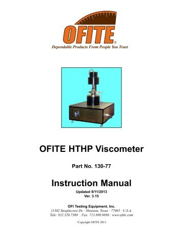 130-77 - OFITE HTHP Viscometer - Instruction Manual - OFI Testing ...