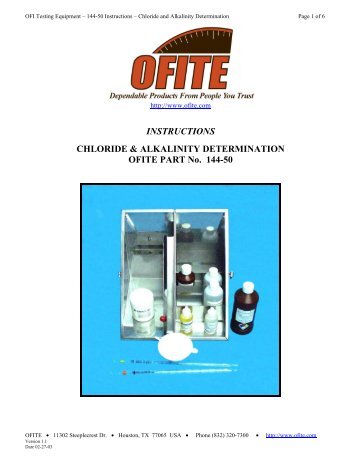 Chloride and Alkalinity Test Kit - OFI Testing Equipment, Inc.