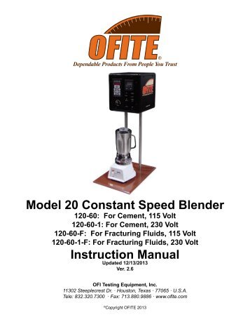 120-60 - Constant Speed Blender - OFI Testing Equipment, Inc.