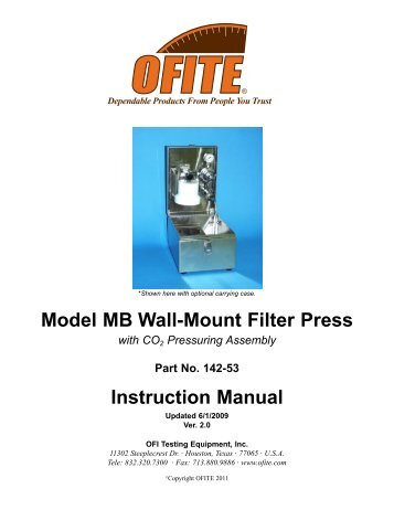Model MB Wall Mount Filter Press with CO2 - OFI Testing Equipment ...
