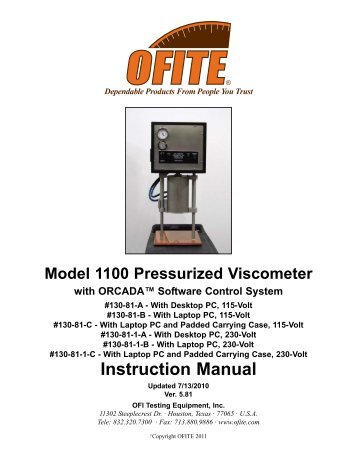 130-81 - Model 1100 Viscometer - OFI Testing Equipment, Inc.