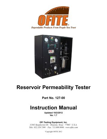 127-00 - Reservoir Permeability Tester - OFI Testing Equipment, Inc.