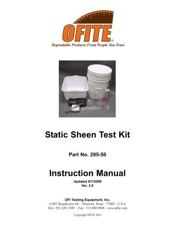 Static Sheen Test - Instruction Manual - OFI Testing Equipment, Inc.