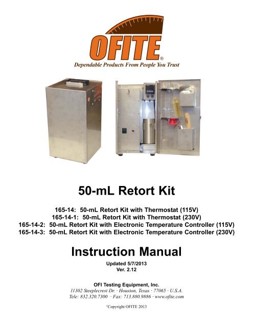 50 mL Retort Kit - OFI Testing Equipment, Inc.