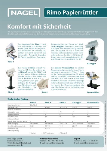 Rimo Papierrüttler Komfort mit Sicherheit - Ernst Nagel GmbH