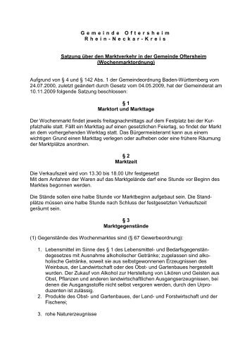 Wochenmarktordnung - Gemeinde Oftersheim