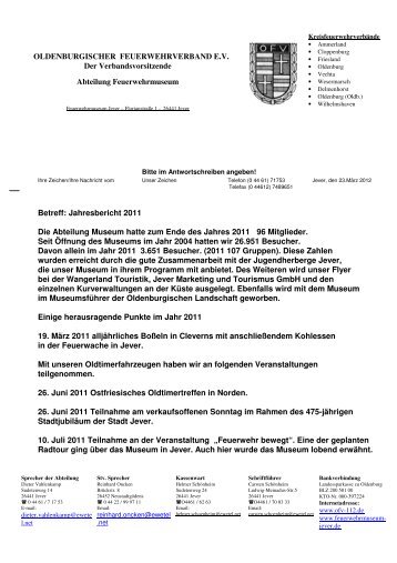 Jahresbericht 2011 Die Abteil - Oldenburgischer Feuerwehrverband ...