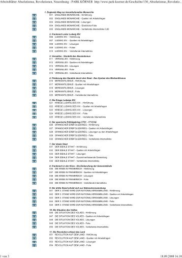 Arbeitsblätter Absolutismus, Revolutionen, Neuordnung - PARK ...
