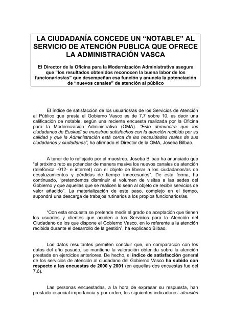 al servicio de atenciÃ³n publica que ofrece la administraciÃ³n vasca