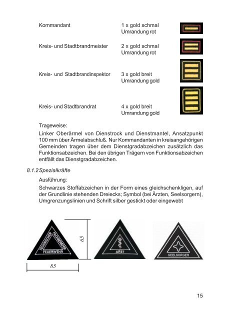 Kennzeichnung der Dienstkleidungsträger der Feuerwehren  in Bayern