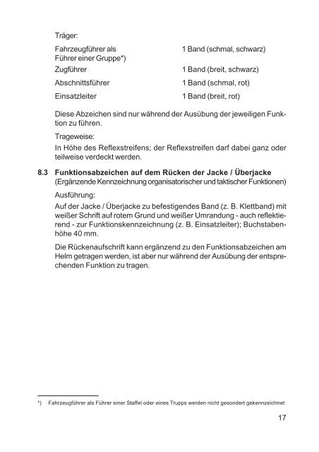 Kennzeichnung der Dienstkleidungsträger der Feuerwehren  in Bayern