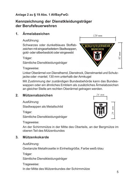 Kennzeichnung der Dienstkleidungsträger der Feuerwehren  in Bayern