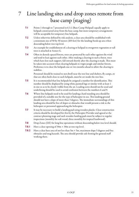 Helicopter guidelines for land seismic & helirig operations - OGP