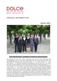 P R E S S E - I N F O R M A T  I O N Dolce Bad Nauheim: Ausbildung ...