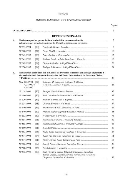 selecciÃ³n de decisiones del comitÃ© de derechos humanos