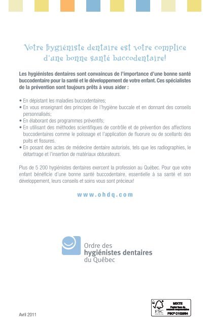 Brochure en français - Ordre des hygiénistes dentaires du Québec