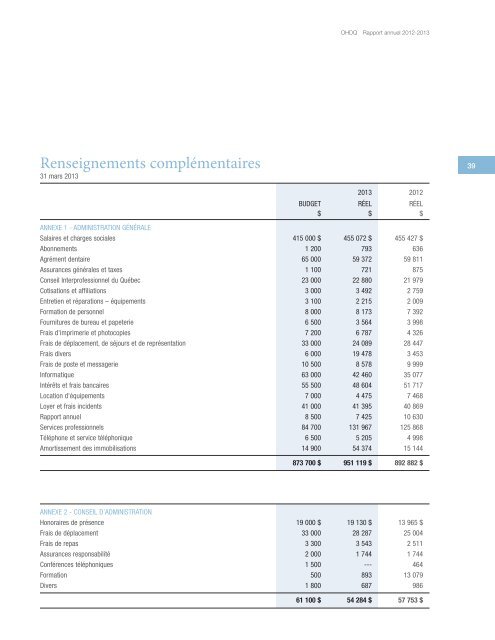 Rapport annuel 2012-2013 - Ordre des hygiénistes dentaires du ...