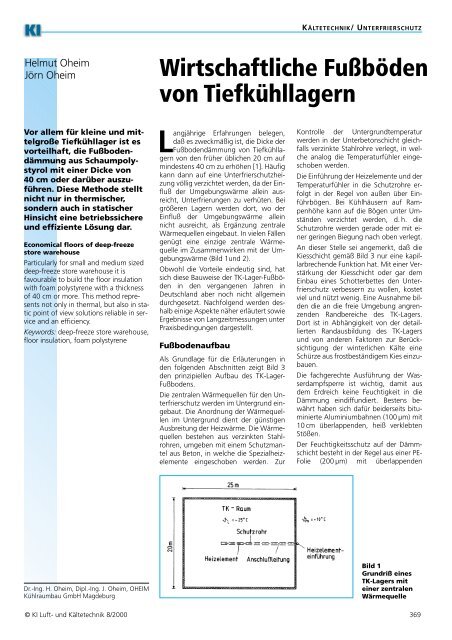 Wirtschaftliche FuÃbÃ¶den von TiefkÃ¼hllagern - Oheim KÃ¼hlraumbau