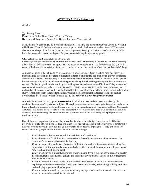 APPENDIX 5: Tutor Instruc