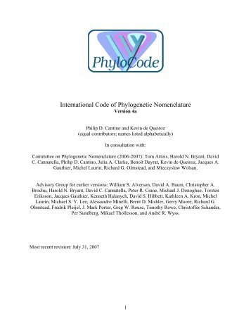 International Code of Phylogenetic Nomenclature - Ohio University