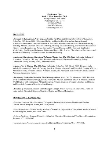 Curriculum Vitae Adah L. Ward Randolph, Ph.D ... - Ohio University