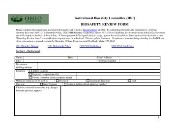 Institutional Biosafety Committee (IBC) BIOSAFETY REVIEW FORM