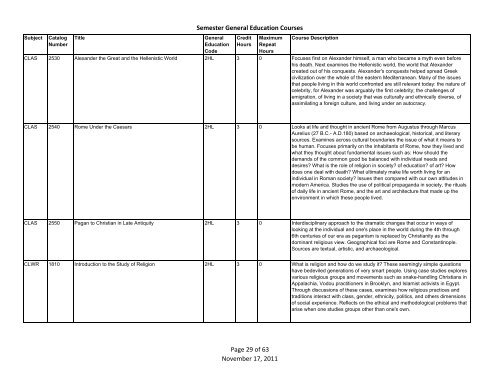 Semester General Education Courses - Ohio University