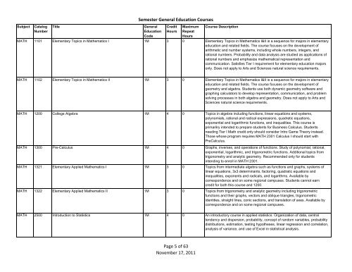 Semester General Education Courses - Ohio University