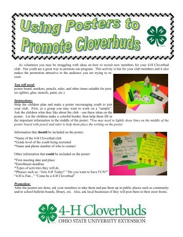 Using Posters to Promote Cloverbuds - Ohio State 4-H